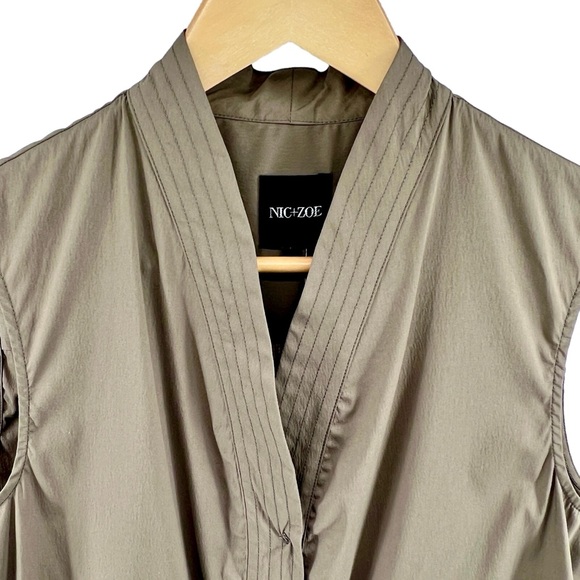 NIC+ZOE Womens Snap Button Up Vest Medium Adjustable Waist Army Green Stretch - Picture 8 of 16